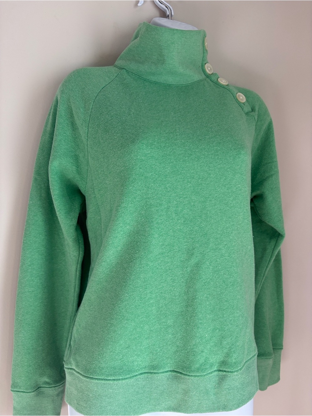 J. Crew Green Button-Shoulder Sweatshirt